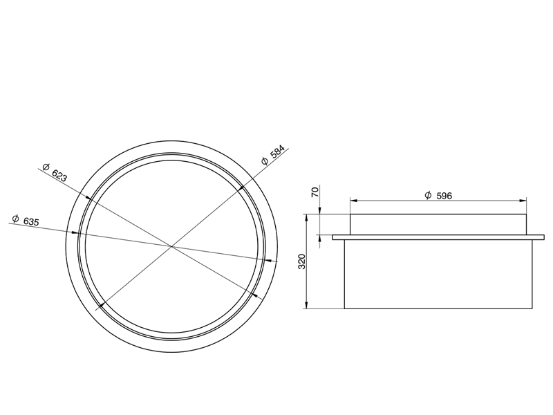 Teleskopdomschachtverlängerung Maßzeichnung