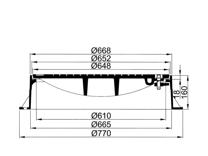 Maßzeichnung Schachtabdeckung MA33 Klasse B