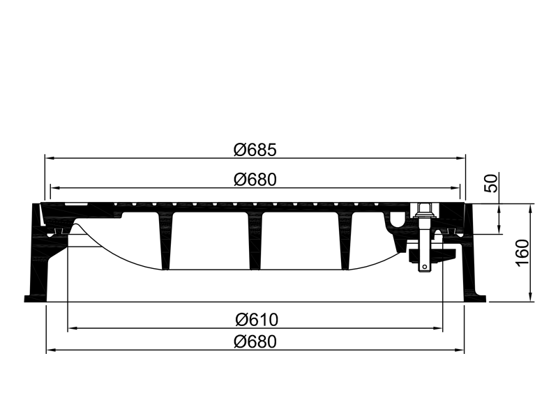 Maßzeichnung Schachtabdeckung MA33 Klasse D400