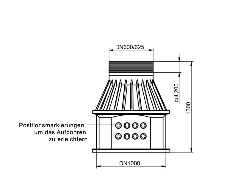 Maßzeichnung Kabelziehschacht GEO-CRL130
