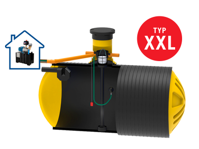 Haus & Gartenanlage mit Poseidon XXL Doppelwandtank